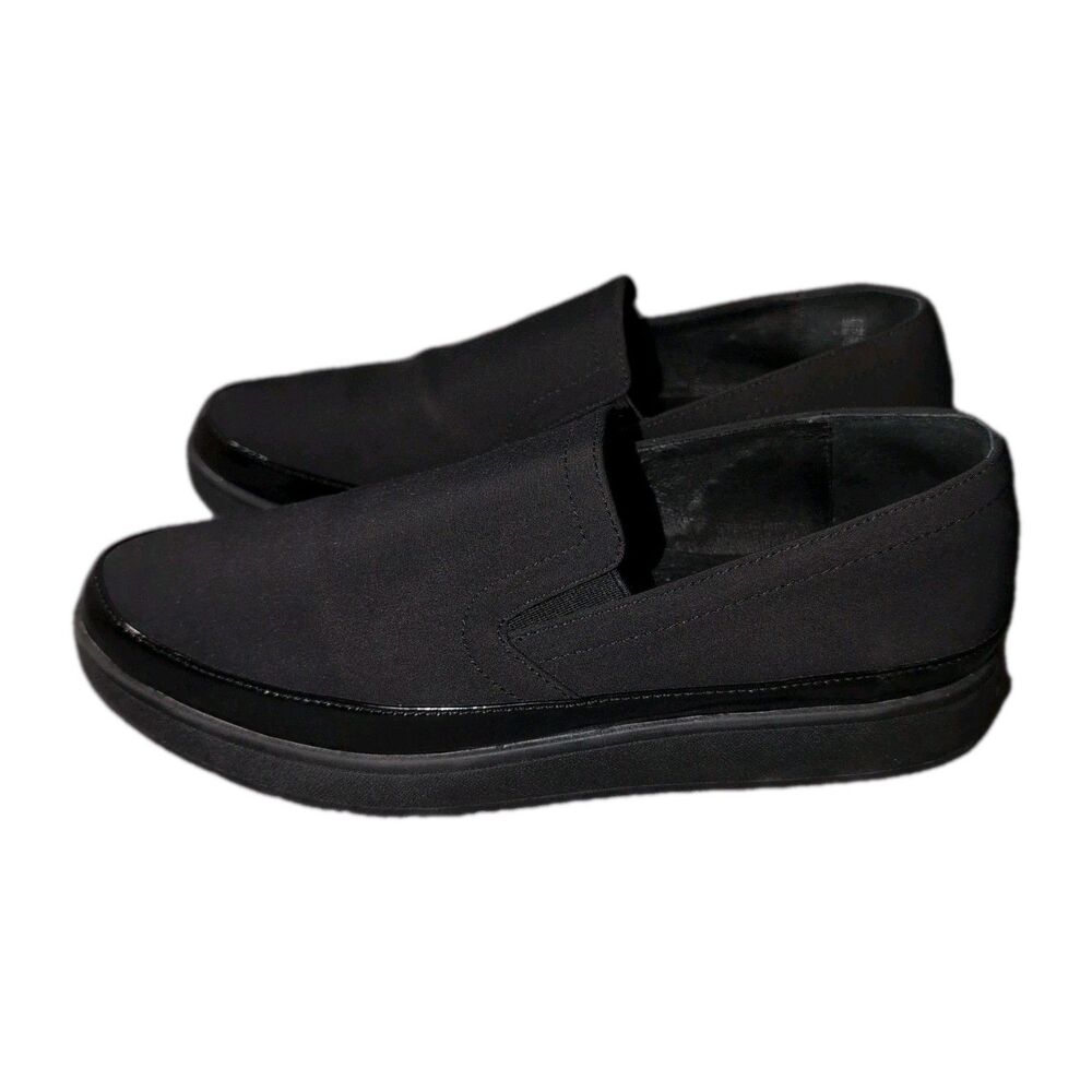 Donald J Pliner Crepe Ankle Loafers Women's Sz 8.5 M Black Meg Slip-On Shoes